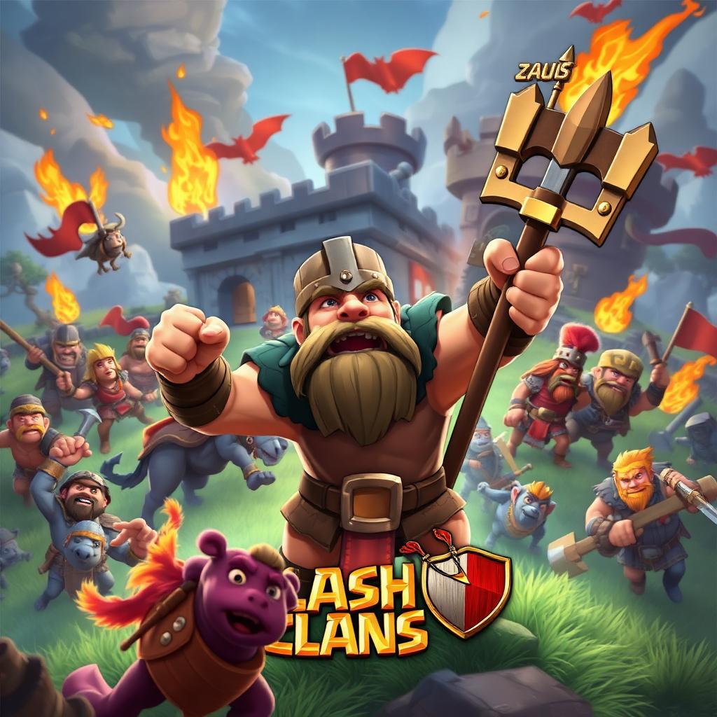 Clash of Clans key art — barbarian king leading troops storming castle