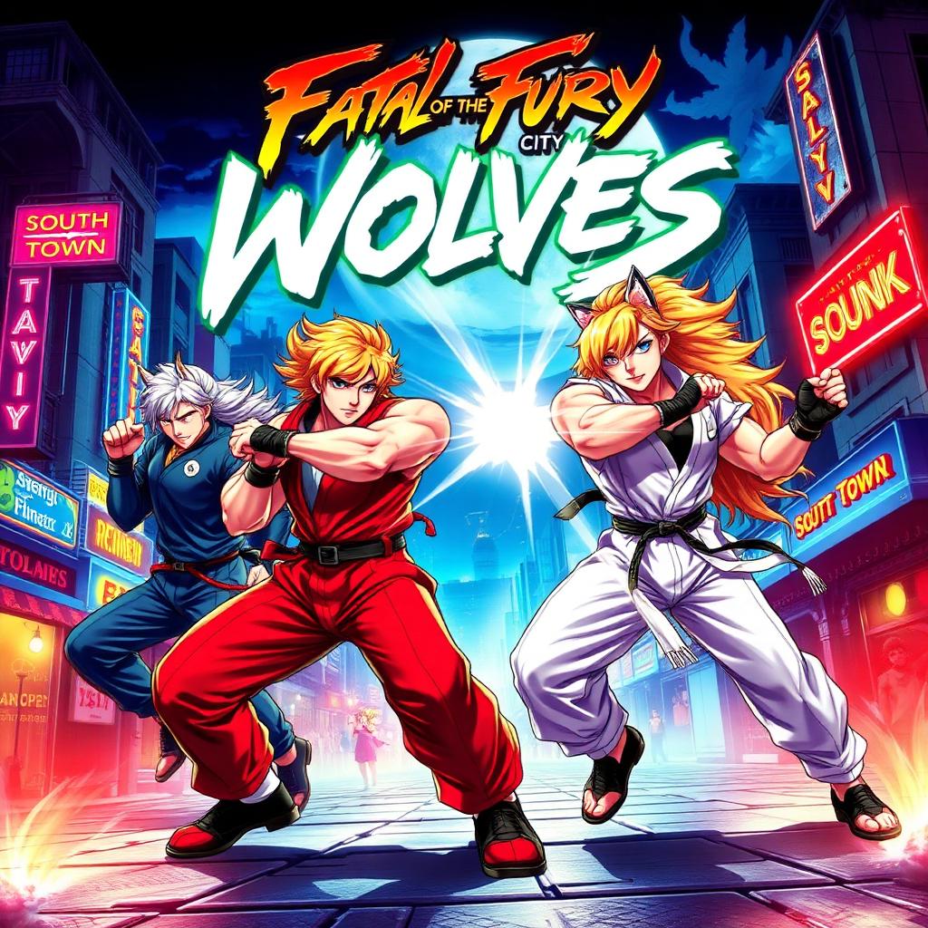 Fatal Fury City of the Wolves key art — anime fighters posing in South Town
