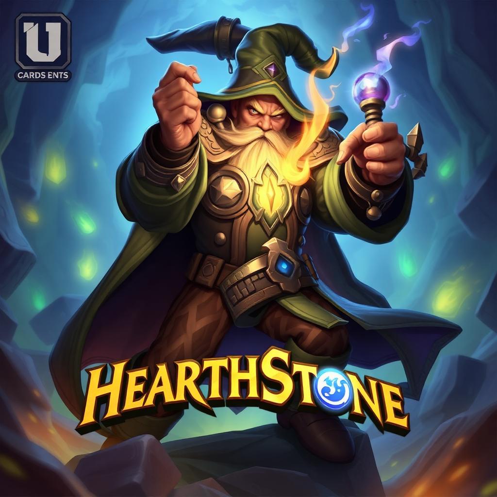 Hearthstone key art — floating fantasy card deck with dragon