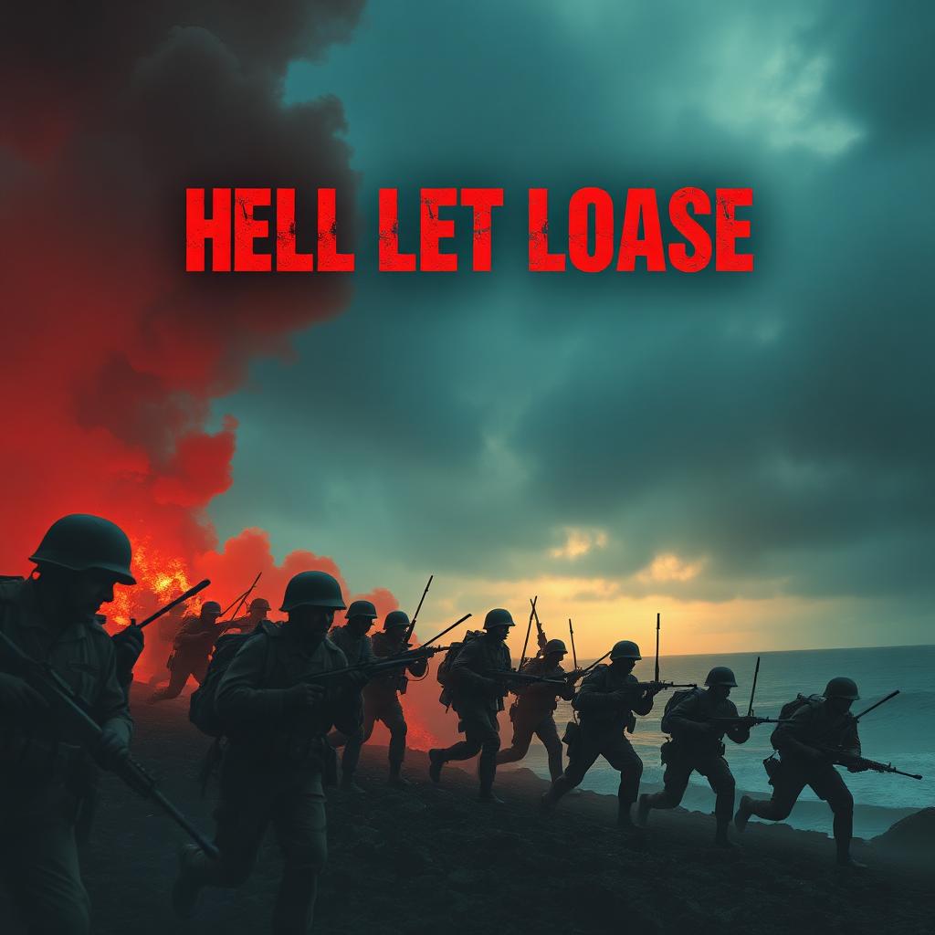 Hell Let Loose key art — WWII squad advancing on Normandy beach