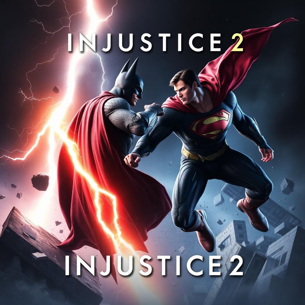 Injustice 2 key art — Batman versus Superman clashing