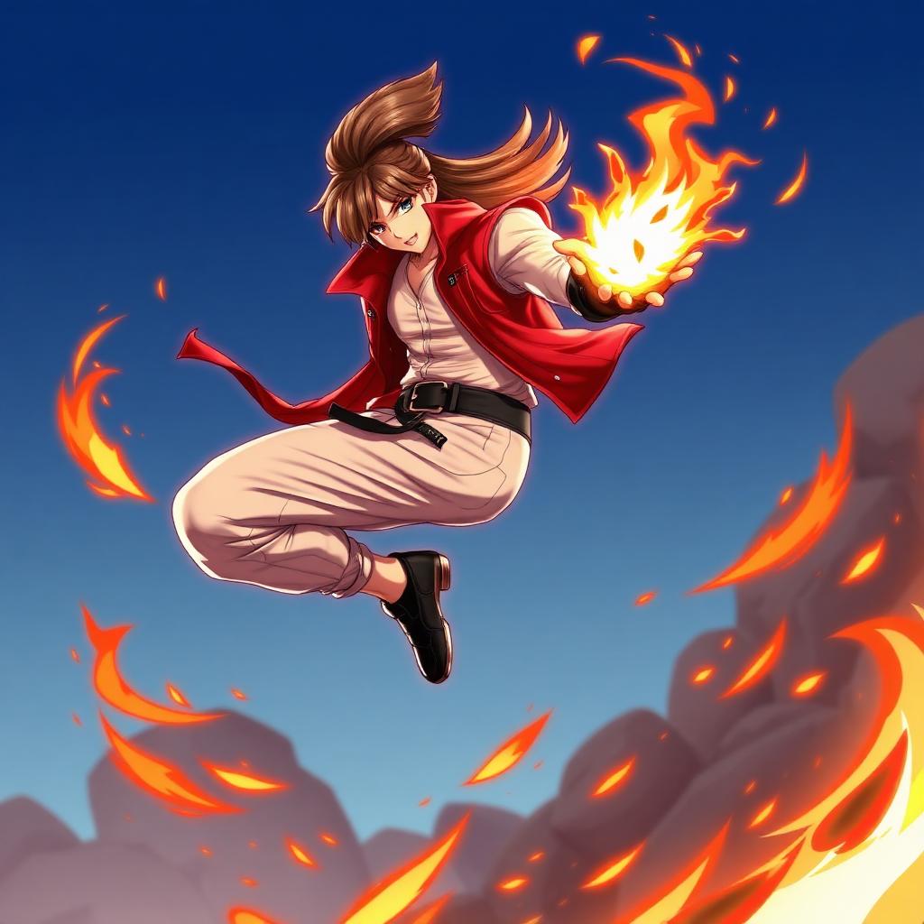 KOF XV key art — anime martial artists in dynamic team fighting stance
