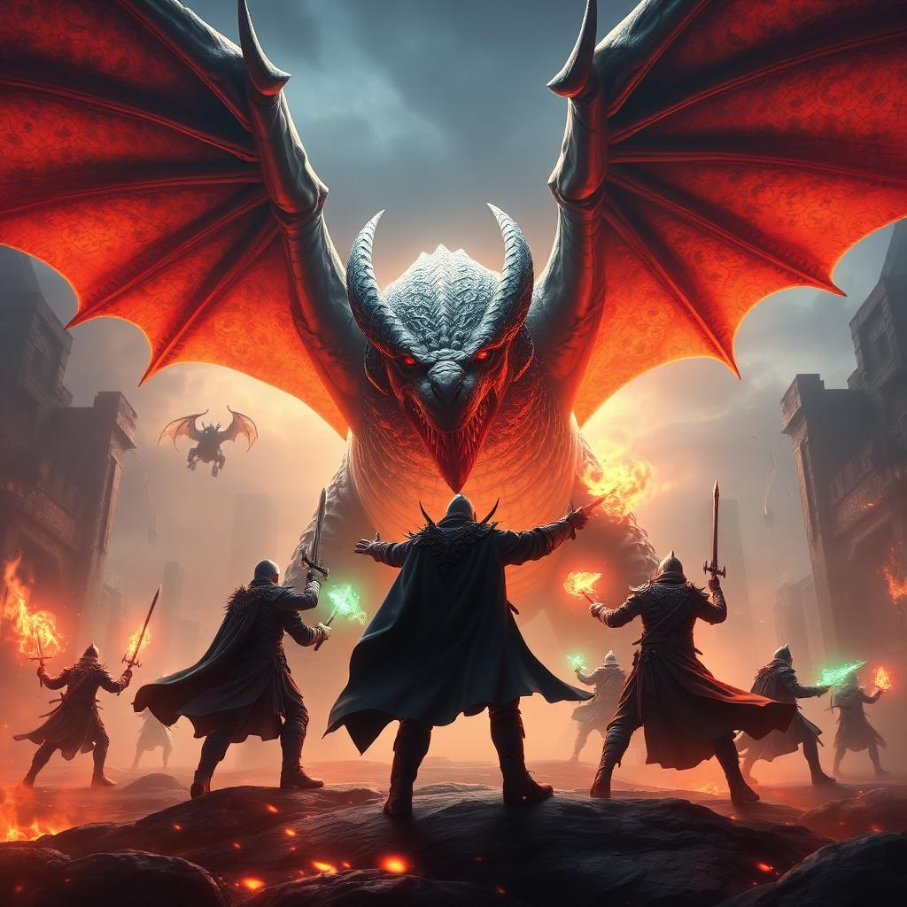 Lost Ark key art — raid heroes casting spells at a massive dragon boss
