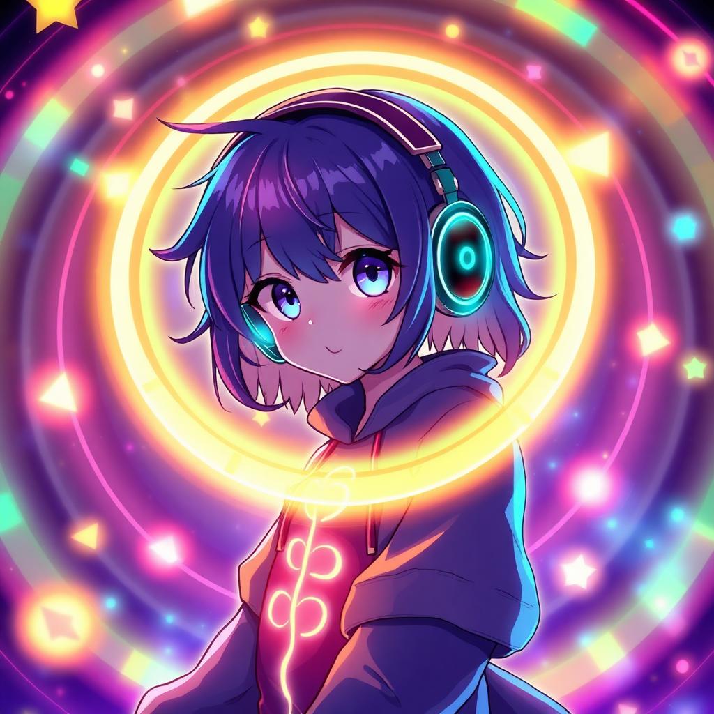 osu! key art — anime character with headphones and glowing rhythm rings