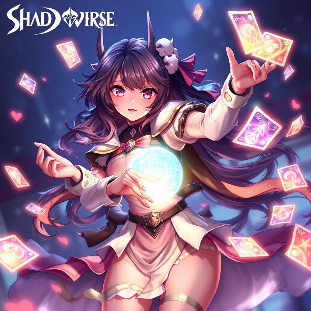Shadowverse key art — anime priestess casting card magic with runes