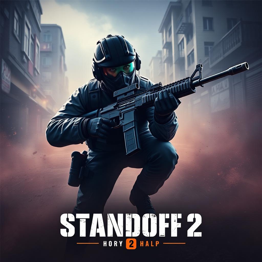Standoff 2 key art — mobile operator with rifle in urban dust map
