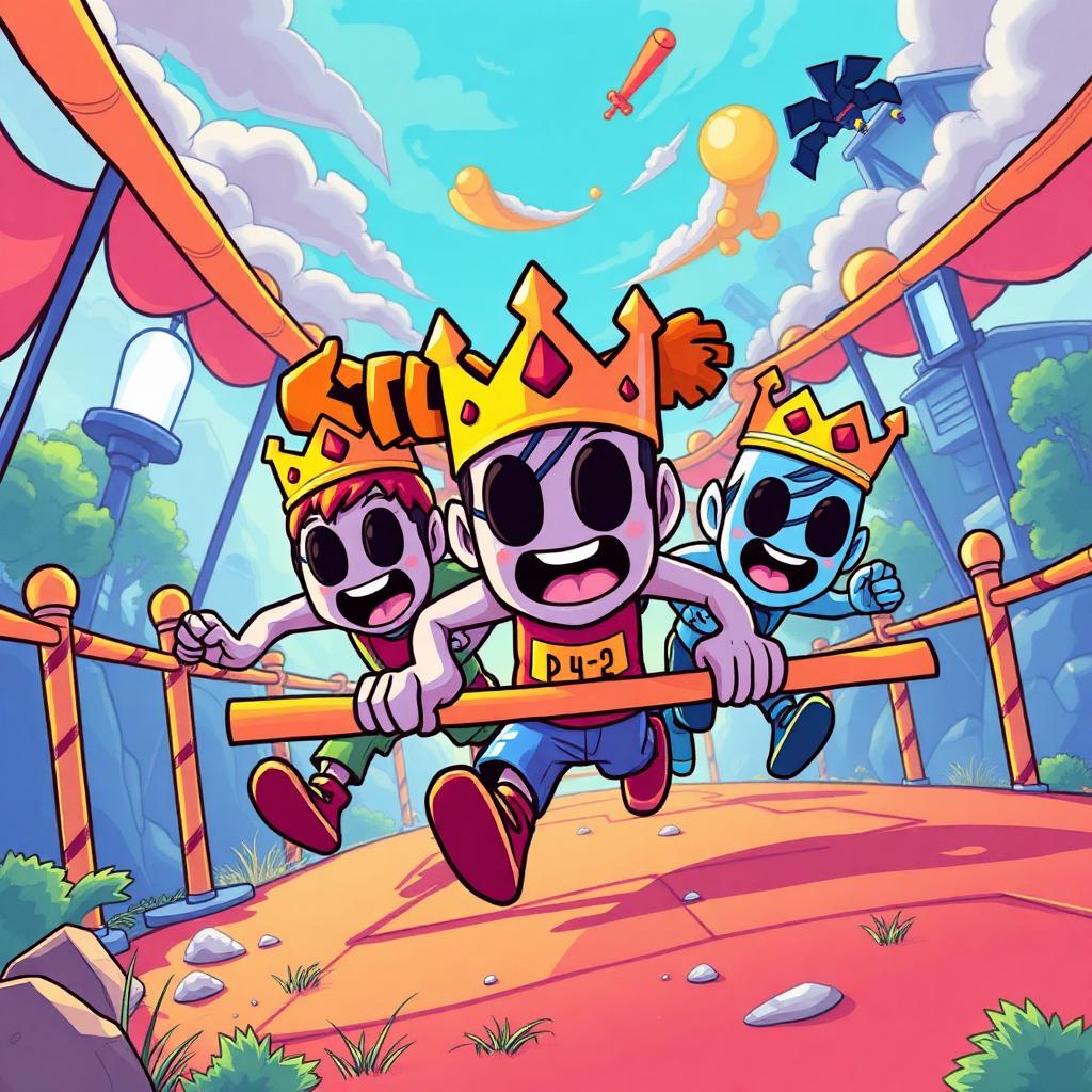 Stumble Guys key art — cartoon characters racing obstacle course