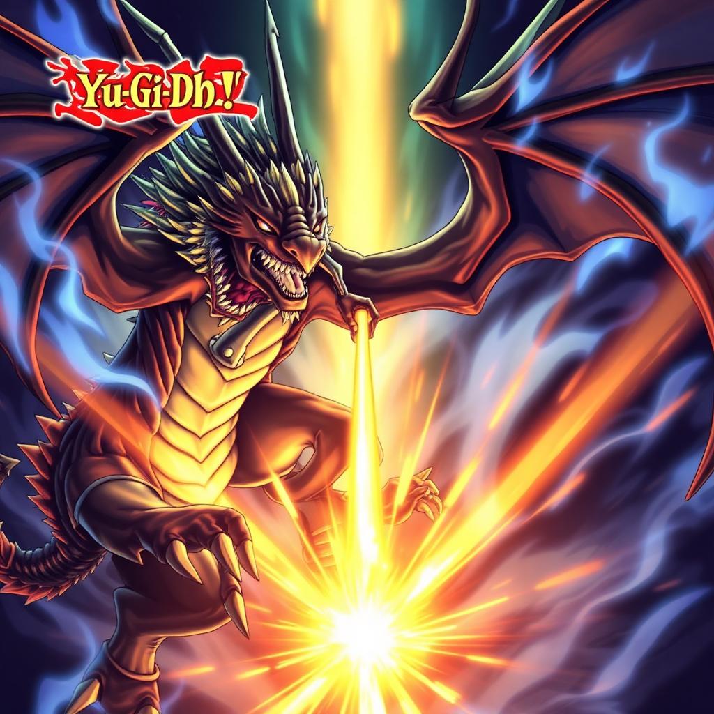 Yu-Gi-Oh Master Duel key art — anime duelist summoning giant dragon monster